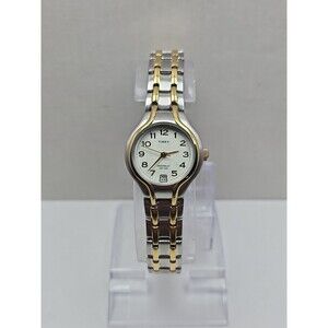Timex Linwood Street Womens Date Watch Dainty Gold Silver Two Tone New Battery